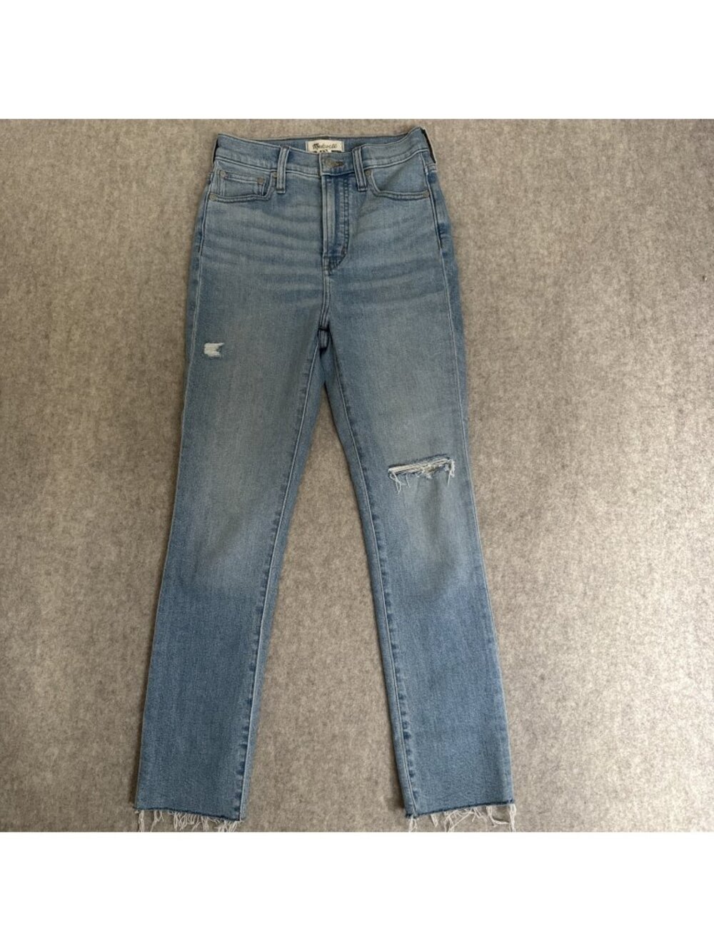 Madewell Perfect Vintage Jean Womens 23 Light Wash Distressed Raw Hem High Rise